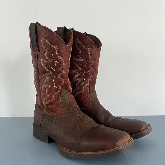 Justin Chet Stampede 11” Pebble Brown Leather Western Cowboy Boots - Picture 1 of 9